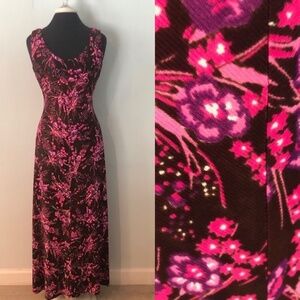 True Vintage 1970s Floral Jersey Maxi Dress XS
